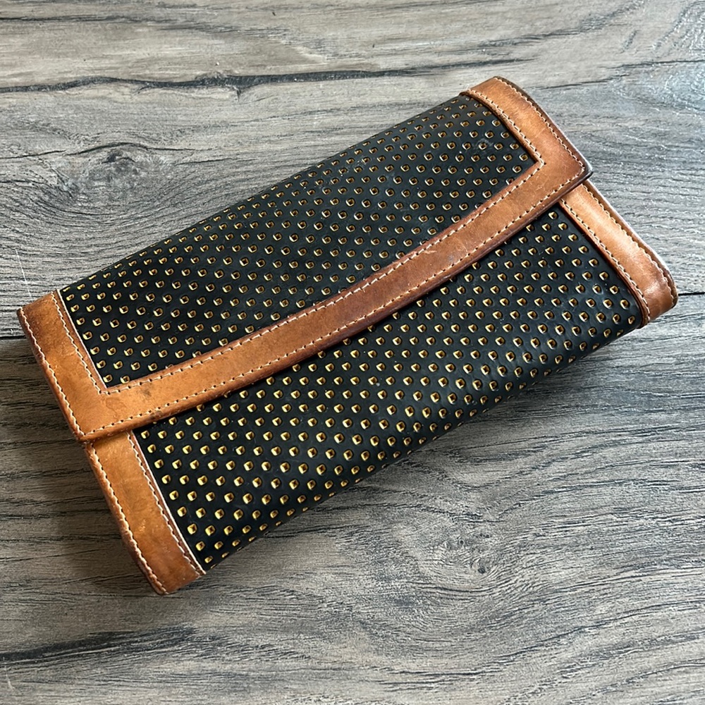 Dooney & Bourke Perforated Leather Trifold Vintage Wallet